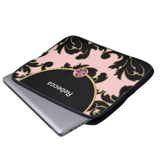 Schillernde Monogramm-Laptop-Hülse Laptopschutzhülle (Vorne Knopf)