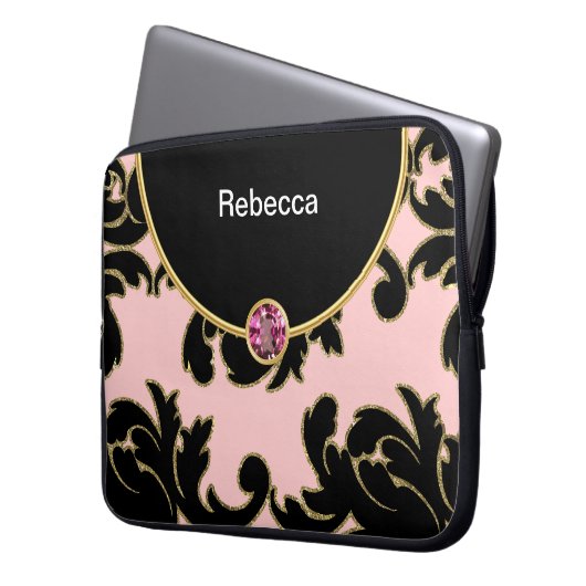 Schillernde Monogramm-Laptop-Hülse Laptopschutzhülle (Vorderseite Links)