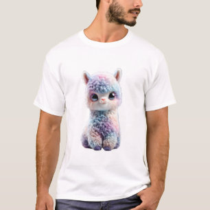 Schillernde Pastell Fluffige Regenbogen Alpaka Män T-Shirt