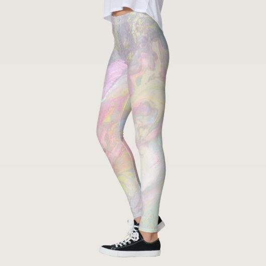*~* schillernde Pastellrosa-MarmorierungBlues Leggings (Links)