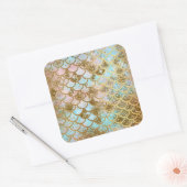 Schillernde rosa quadratischer aufkleber (Umschlag)