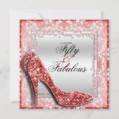 Schillernde Stilette, Diamanten u. Damast Einladung (Vorderseite)