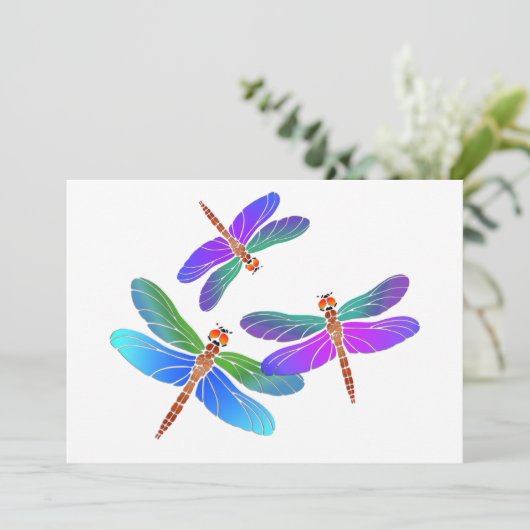 Schillernde Tauchen-Bombardierungs-Libellen Einladung (Stehend Vorderseite)