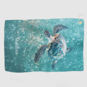 Schillernde Türkis-Schildkröte | Küste Golfhandtuch (Horizontal)