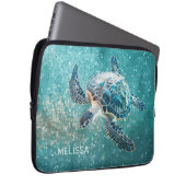 Schillernde Türkis-Schildkröte | Küste Laptopschutzhülle (Vorne Rechts)
