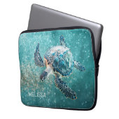 Schillernde Türkis-Schildkröte | Küste Laptopschutzhülle (Vorderseite Links)