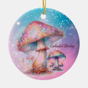 Schillernde verzauberte Märchenpilze Keramik Ornament