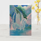 "Schillernde Welt" Winged Einhorn-Gruß-Karte Karte (Gelbe Blume)