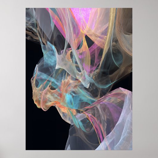 Schillernder Faden-Vortex Türkis Magenta-Glanz Poster (Vorne)