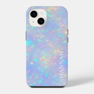 Schillernder Faux-Opal mit anpassbarem Namen iPhone 14 Hülle