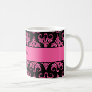 Schillernder funkelnd heißes Rosa-Glitzer-Damast Kaffeetasse