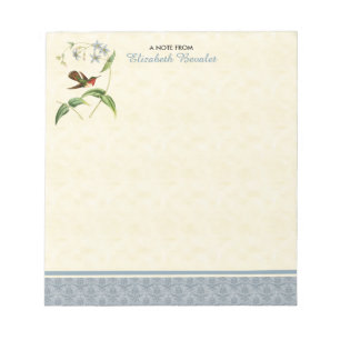 Schillernder Kolibri Blau Damast Notizblock