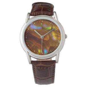 Schillernder orangefarbener Feueropal Armbanduhr
