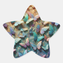 Schillernder Schmetterlingsgarten Stern-Aufkleber