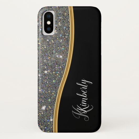 Schillerndes Damen-Monogramm Bling Case-Mate iPhone Hülle (Rückseite)