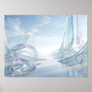 Schillerndes Glas Futuristische Landschaft Poster