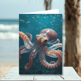 Schillerndes Glas-Oktopus-Kunstwerk | Geburtstag d Karte