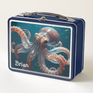 Schillerndes Glas-Oktopus-Kunstwerk   Personalisie Metall Brotdose