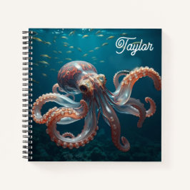 Schillerndes Glas-Oktopus-Kunstwerk | Personalisie Notizblock