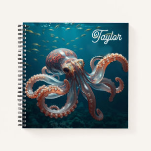 Schillerndes Glas-Oktopus-Kunstwerk Personalisie Notizblock