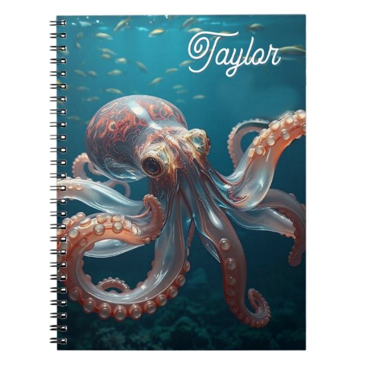 Schillerndes Glas-Oktopus-Kunstwerk | Personalisie Notizblock (Vorderseite)
