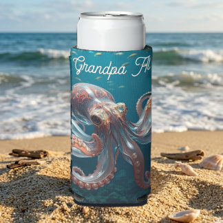 Schillerndes Glas-Oktopus-Kunstwerk | Personalisie Selters Dosenkühler