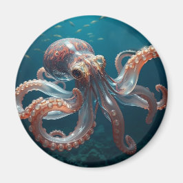 Schillerndes Glas-Oktopus-Kunstwerk | Tiefseetiere Magnet