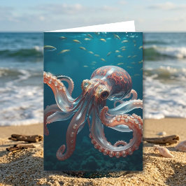 Schillerndes Glas-Oktopus-Kunstwerk | Vaters Gebur Karte