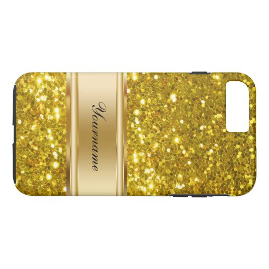 Schillerndes GoldGlitzer-Monogramm Case-Mate iPhone Hülle (Rückseite (Horizontal))