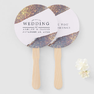 Schillerndes Lila Gold Glitter Chic Hochzeit Fächer