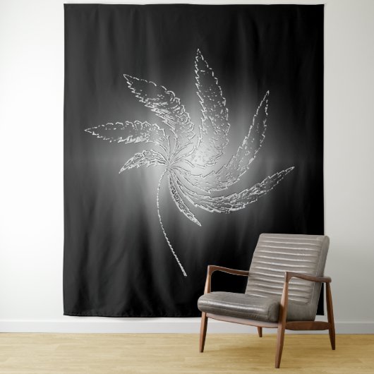 Schillerndes Mondlicht durch ein Blatt...... Wandteppich (Beispiel)