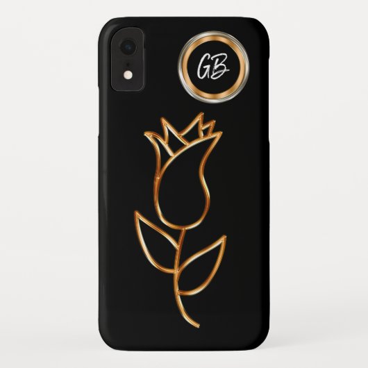Schillerndes Monogramm Bling Blumenmuster Case-Mate iPhone Hülle (Rückseite)