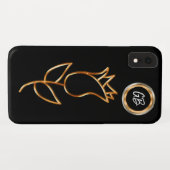 Schillerndes Monogramm Bling Blumenmuster Case-Mate iPhone Hülle (Rückseite (Horizontal))