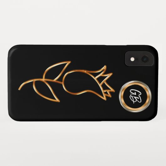 Schillerndes Monogramm Bling Blumenmuster Case-Mate iPhone Hülle (Rückseite (Horizontal))