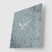 Schillerndes Schimmer-Mandala Boho Chic Quadratische Wanduhr (Winkel)