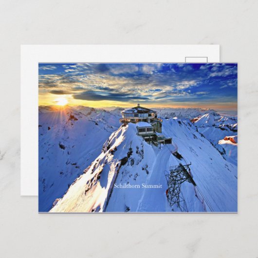 Schilthorn Summit (mit Aufschrift) Postkarte (Vorne/Hinten)