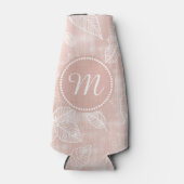 Schimmende Blätter Kontur Rose Gold Monogram ID288 Flaschenkühler (Vorderseite)