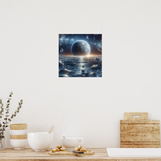 Schimmender Planet im kosmischen Glühen Poster (Küche)