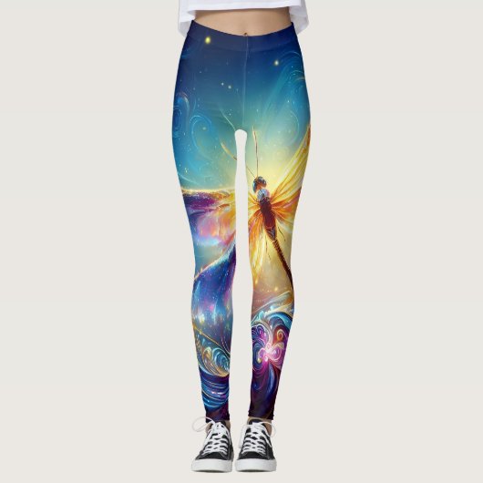 Schimmer farbige Nachtdrachenfliege Leggings (Vorderseite)