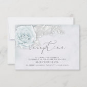 Schimmerblau und Weiß Roses Empfang Einladung (Vorderseite)