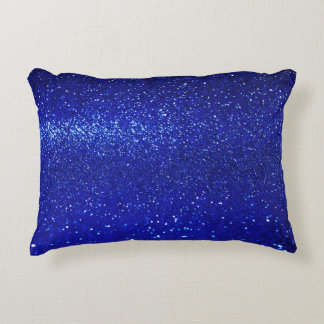Schimmerblauer Glitzer Leinwand Dekokissen