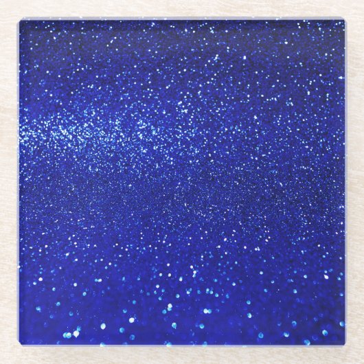 Schimmerblauer Glitzer Leinwand Glasuntersetzer (Vorderseite)