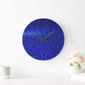 Schimmerblauer Glitzer Leinwand Große Wanduhr (Zuhause)