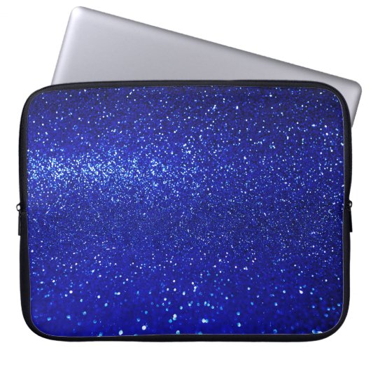 Schimmerblauer Glitzer Leinwand Laptopschutzhülle (Vorderseite)