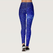 Schimmerblauer Glitzer Leinwand Leggings (Rückseite)
