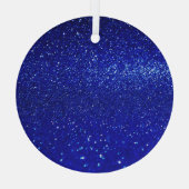 Schimmerblauer Glitzer Leinwand Ornament Aus Glas (Rückseite)