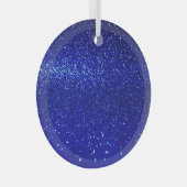 Schimmerblauer Glitzer Leinwand Ornament Aus Glas (Vorderseite Rechts)