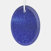 Schimmerblauer Glitzer Leinwand Ornament Aus Glas (Vorderseite links)