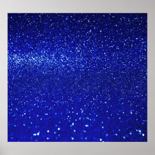 Schimmerblauer Glitzer Leinwand Poster