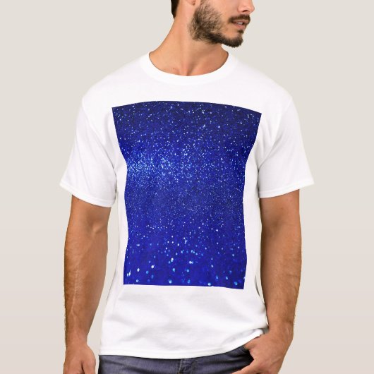 Schimmerblauer Glitzer Leinwand T-Shirt (Vorderseite)